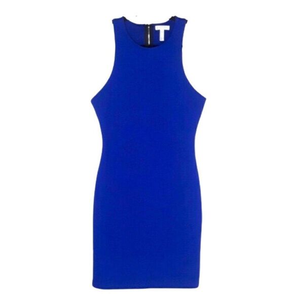 NWT Leith Womens Pebbled Waffle Texture Cobalt Blue Bodycon Sleeveless Dress - Picture 1 of 7